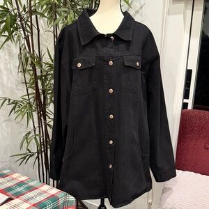 Avenue Black Jean Jacket with Gold Buttons